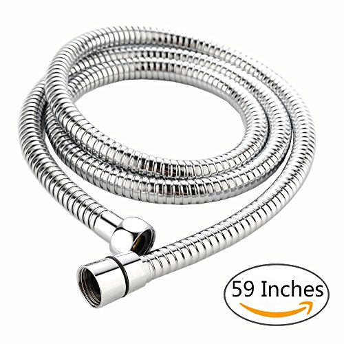 VCCUCINE Replacement 304 Stainless Steel Chrome Bath Handheld Shower Hose, 59 Inches(1.5 Meters) (4.9 Ft) Hose with Solid Brass Connector