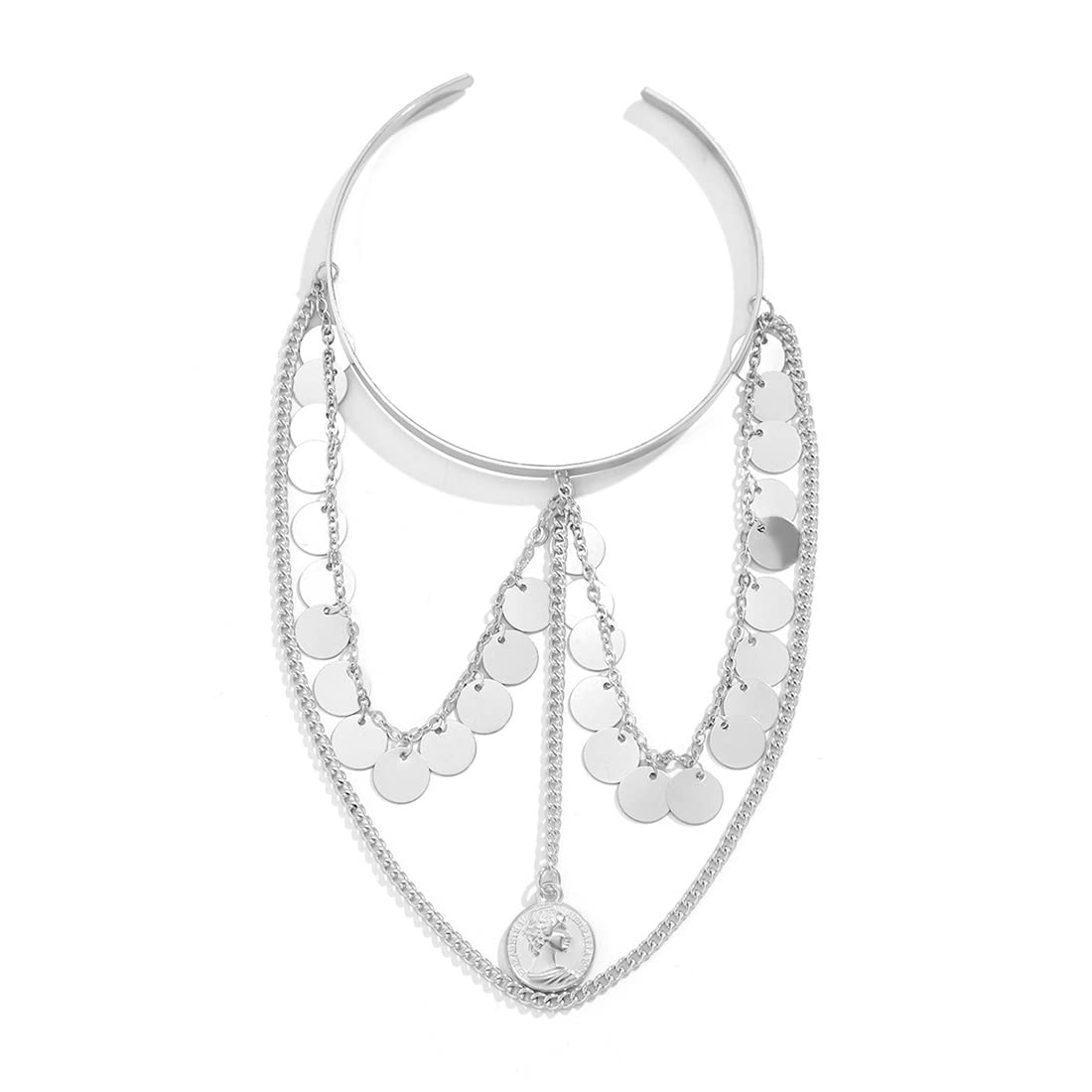 Prosy Sequins Bracelet Upper Arm Bracelet Body Chain Bracelet for Women and Girls (Silver)