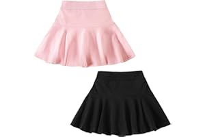 DREAM BUS 2 Pack Girl Pleated Skirts Built in Shorts Little Kid Tennis Skorts Toddler Girl Athletic Flowy Skorts Skirts