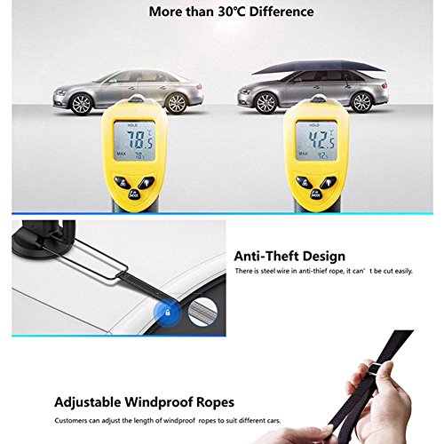 ZHUOTOP Fully-Automatic Remote Outdoor Car Umbrella Sunshade Tent Roof Cover Anti UV Navy