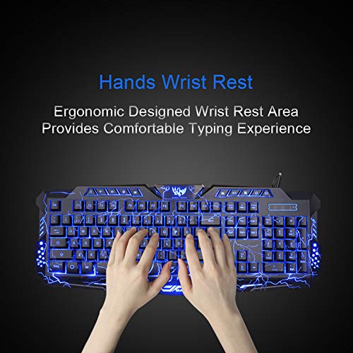 BlueFinger Backlit Gaming Keyboard and Mouse and LED Headset Combo,USB