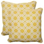 Pillow Perfect Indoor/Outdoor Rossmere Corded Throw Pillow, 18.5-Inch, Yellow, Set of 2