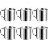 Parliky Kids Stainless Steel Water Cup 6 Pack 6Oz Mini Mugs with Handles Lightweight Leak-Resistant Toddler Cups for Home School Outdoor Use