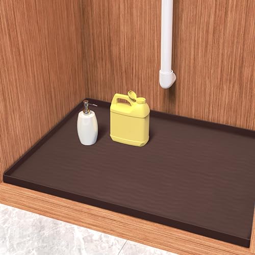 URMONA 55 B x 78 L cm Küchenschrank Silikon Unterlage, Küche Aufbewahrung & Organisation, Regalschutzmatte für Küche und Bad, Katzenklo Matte (Braun)
