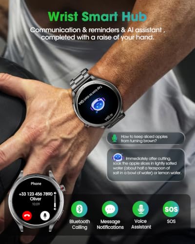 Men's Smart Watch with ECG, VFC, Microcheck, Blood Pressure, AI-GPT, SOS Call, 24H Sleep/Heart Rate/SpO2, 120+ Sports Modes, Flashlight, 5ATM Smartwatch for Android iOS Black