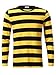 VETIOR Men's Comfy Cotton T-Shirt Black Yellow Striped Round Neck Long Sleeve