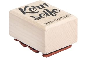 RAYHER 29068000 Stamp Kernseife War Gestern, 3 x 4 cm, Wood, Natural, Red, 4 x 3 x 2.5 cm