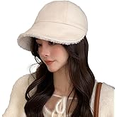 Halemet Fleece Bucket Hat for Women Wide Brim Baseball Cap Casual Equestrian Hat Soft Warm Winter Hats Skull Cap 2026 Winter