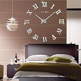 FASHION in THE CITY Mirror Surface 3D DIY Wall Clocks Room Decorative Wall Watches (Silver)