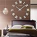 FASHION in THE CITY 3D DIY Mirror Surface Wall Clocks Creative Design Room Decorative Wall Watches (Gold)