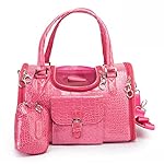 BETOP HOUSE Pink Fashion Dog Carrier PU Leather Dog Handbag Dog Purse Cat Tote Bag Pet Cat Dog Hiking Bag, Medium 15.7"x10.2"x7.9"