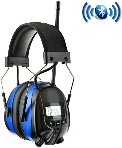 Noise Reduction Wireless Earmuffs with Bluetooth AM FM Digital Radio,NRR 25dB Professional Ear Hearing Protection Headphones with Rechargeable Lithium Battery,Electronic Ear Defenders for Mowing Lawn