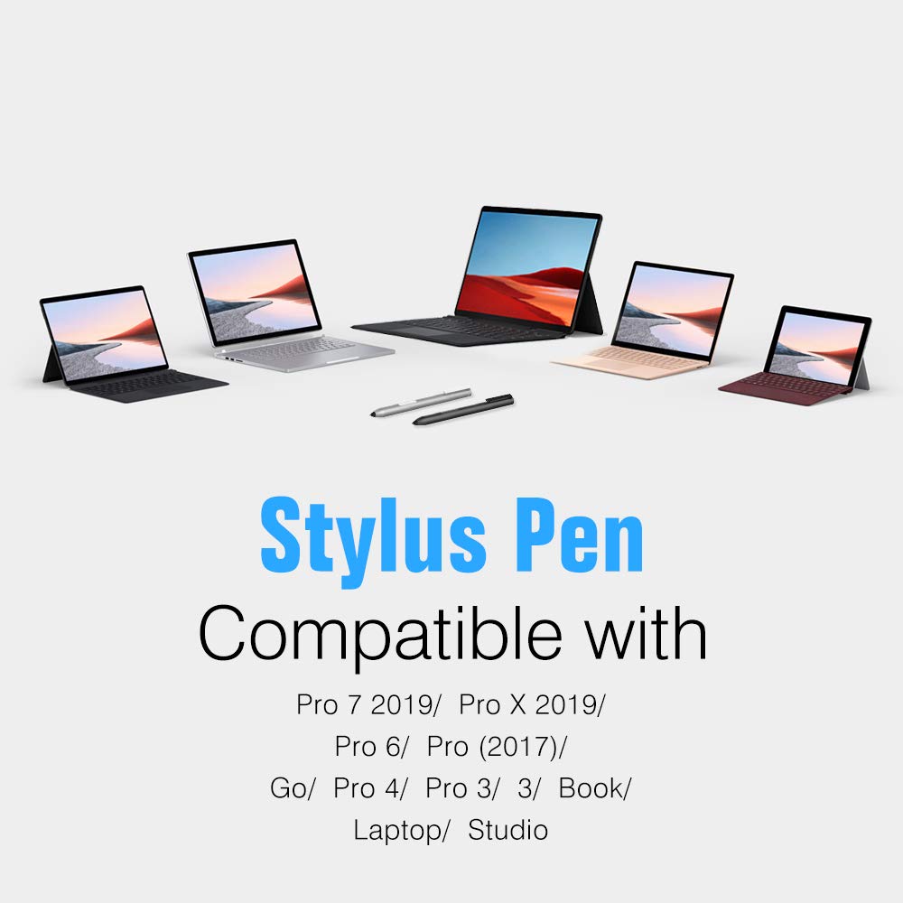 MoKo Stylus Pen Fit Surface, Active Stylus Pen with 4096 Pressure Sensitivity Supporting 600hrs Playing Time Compatible Surface Go 2/Go/Book/Laptop/Studio, Surface Pro 4/5/6/7/X 2019, Black