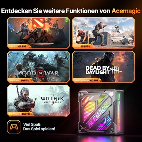 ACEMAGIC Warlord AM18 Mini Gaming PC: Ryzen 7 8845HS (5.1GHz), 32GB DDR5, 1TB SSD, Radeon 780M, Wi-Fi 6, BT5.2, 8K, RGB AI Cyberpunk