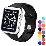 Apple watch band 38mm, XIYA Soft Silicone Replacement Sport style for Apple Watch Models(Black,38mm)