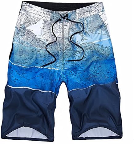 Men's Summer Boardshorts Outdoor Water Sports Shorts Quick Dry Casual Beach Shorts Swim Trunks with Pockets-Blue-L