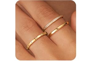 ZHESHY Stackable Gold Rings for Women That Don't Tarnish Trendy14K Gold Plated Stacking Thumb Cubic Zirconia Ring Set Pack Statement Band Rings Promise Engagement Rings Size 6 7 8 9 10