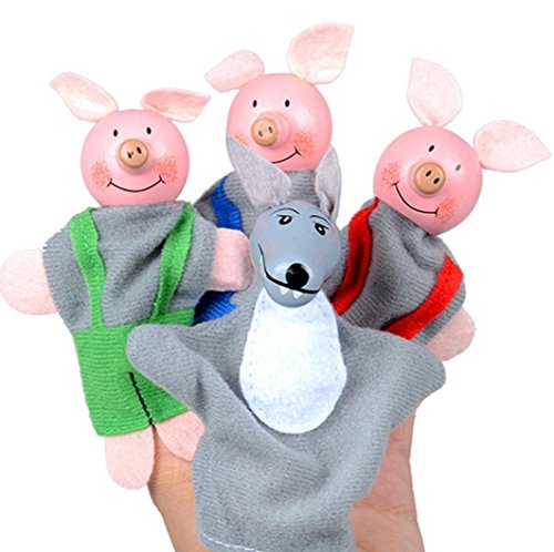 Fun Toy Finger, Boyiya 4PCS Three Little Pigs And Wolf Finger Puppets Hand Puppets Christmas Gifts