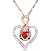 DASIGJID Moissanite Heart Necklace for Women, 18K Rose Gold Plated Romantic Pendant for Anniversary Birthday, 925 Sterling Silver Jewelry for Wife Girlfriend Mom Her - Red