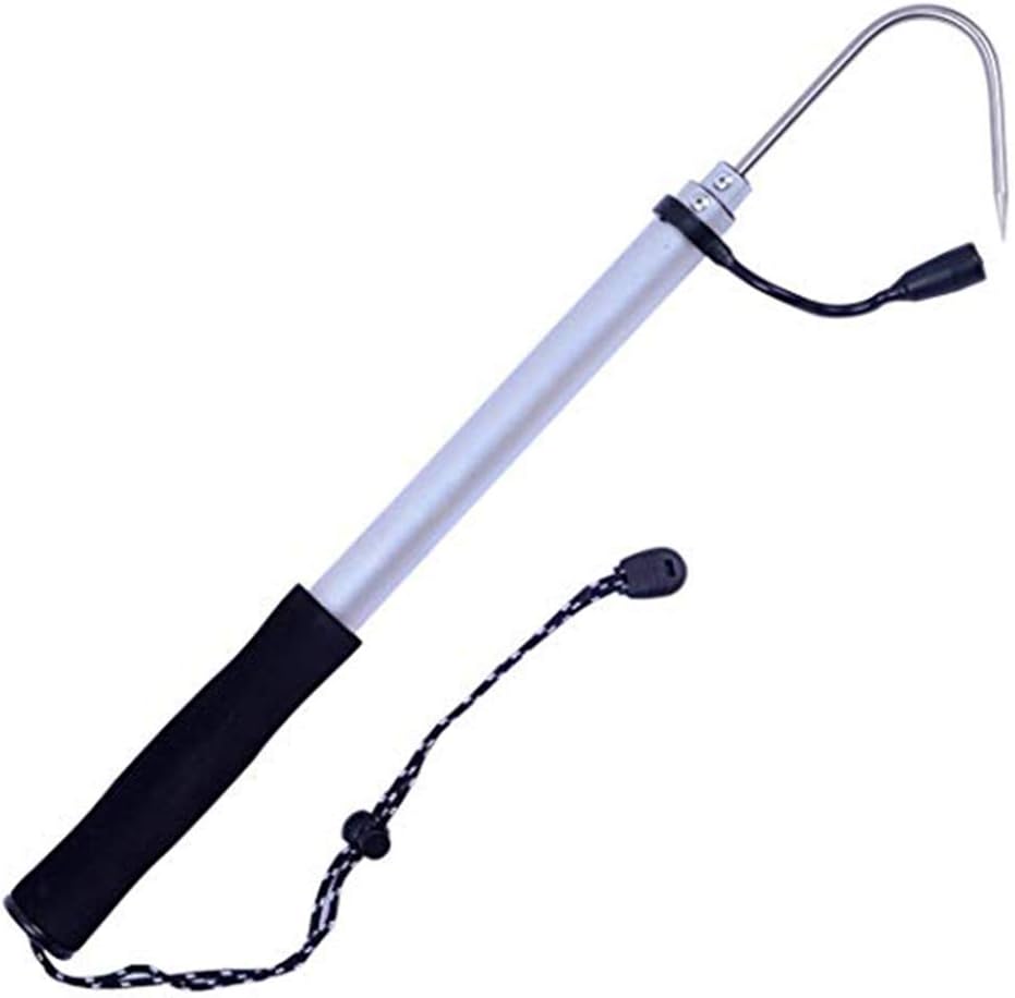 MIGHTYDUTY New Three-Section, Telescopic Fish Gaff with Stainless Sea Fishing Spear Hook Tackle, Aluminum Alloy Pole for Saltwater Fishing