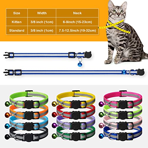 Extodry 14 Pack ReflectiveBreakaway Cat Collars with Bells,Safety