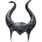 Uranshin Halloween Maleficent Horns Maleficent Costume, Black Long Women Horns Queen Hat, Deluxe Magic Witch Headpiece Headdress for Women Adults