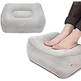Travel Foot Rest Pillow, Soft Flocking Pillow, Flights Relax Cushion Ottomans Leg Up with Air Pump for Office, Home Relax, Camping and Travel Use (Gray)