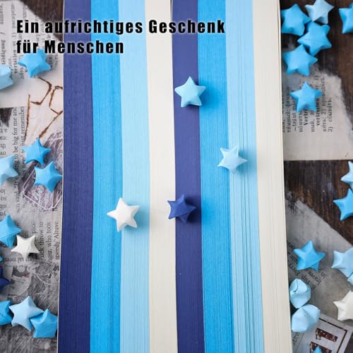 VGOODALL 1080 Stück Origami Sterne Papier, Papierstreifen Origamipapier für Basteln DIY Dekoration Geschenk Blau