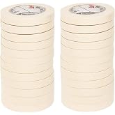3M Highland Economy Masking Tape-Economy Masking Tape, 3 Inch Core Size, 3/4 Inch x 120 Feet, Crepe Paper Pack of 24