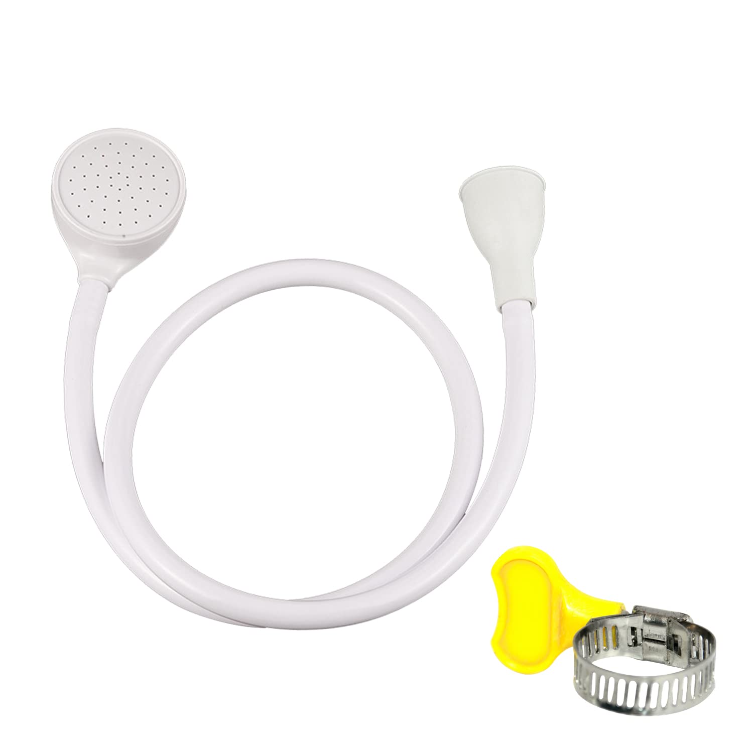 NINVVS 1 Piece of White Hose Shower (Shower Head + Water Pipe), with 1 Piece of Water Pipe Fixing Ring, Plastic Single-Tube Shower, Suitable for Simple Cleaning of Pets (JYHS)