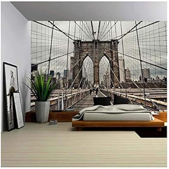 wall26 - Brooklyn Bridge and Cable Pattern - Removable Wall Mural | Self-adhesive Large Wallpaper - 100x144 inches