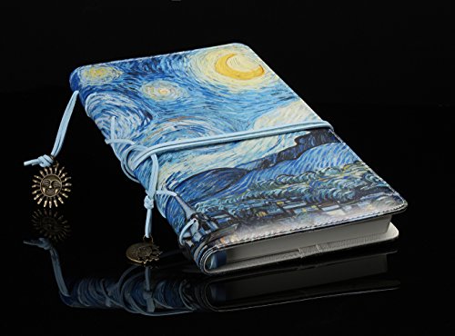 Vintage artificial leather writing journal,refillable diary notebook,for men/women /girls/travelers/bloggers,cook book,classic daily use gifts by valery (Starry Night-Lined) - Thumbnail 2