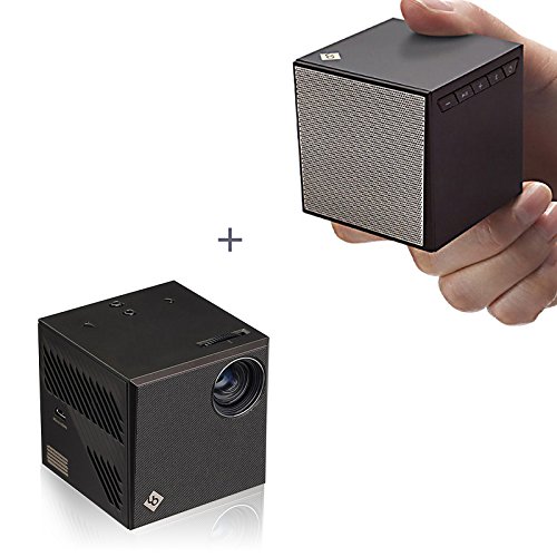 NEW Smart beam Laser Mini Projector 200 Lumen + Cube Bluetooth Portable Speaker SET compatible with Bluetooth on smartphones, tablets, etc. regardless of OS or carrier