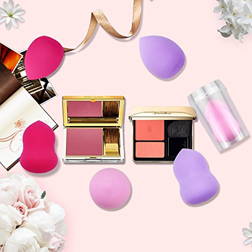 Makeup Blender Sponges Foundation Puff Benss Beauty Makeup Sponge Multi Shape Flawless Sponge for Liquid BB Creams Dual Use Makeup Sponges (Gourd Shape, Rose red) - Thumbnail 5