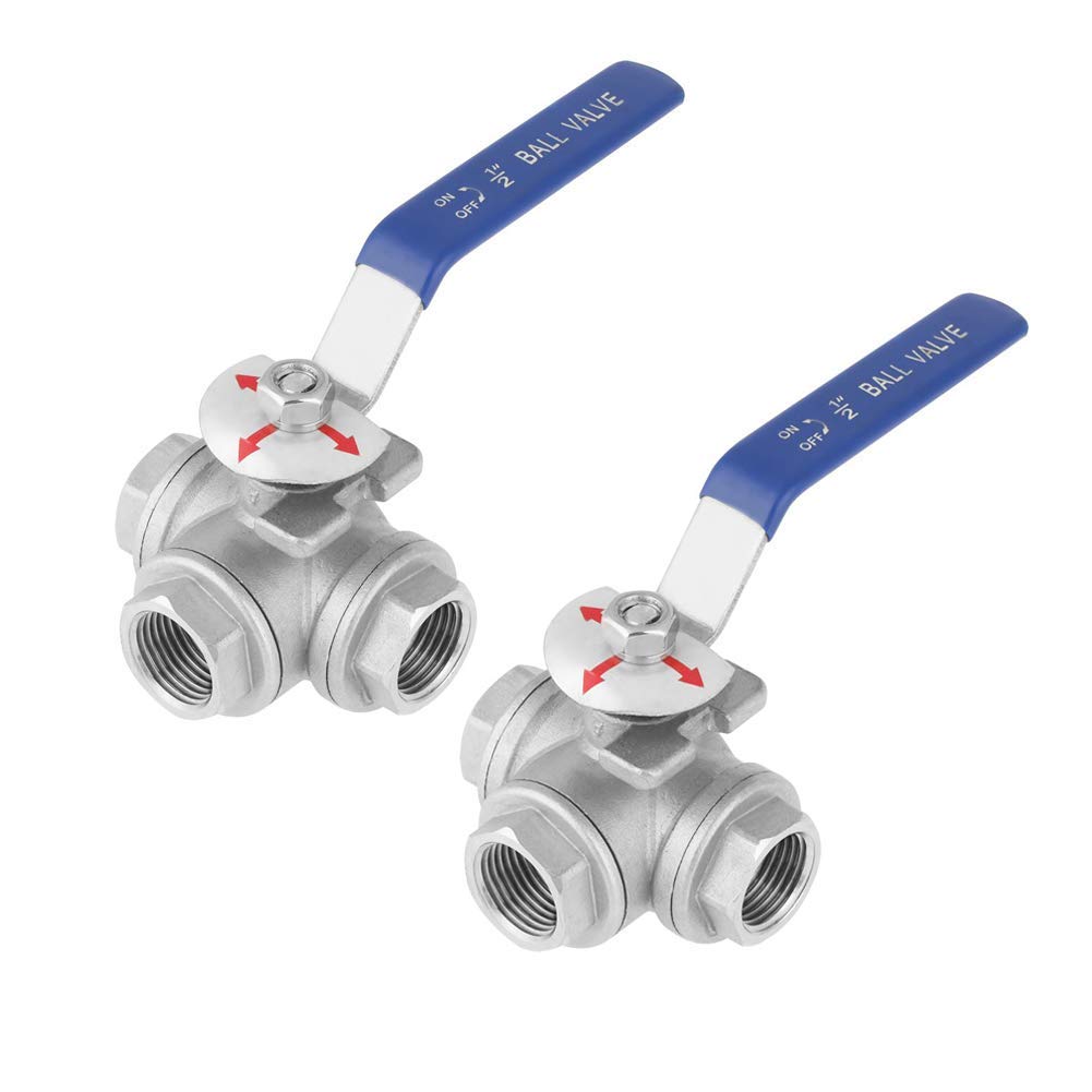 Stainless Steel Ball Valve SUS304 Thread Pipe Ball Valve (2X 3-Way DN15 1/2")