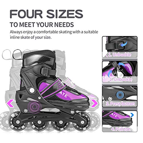 Hiboy Adjustable Inline Skates with All Light up Wheels, Outdoor