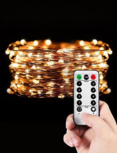 Imimon led lights,battery lights with Wireless remote,8 mode, 21-Feet 60 LED string lights , Perfect lights decor for Patio,girlsroom,Party,Weddings,Easter,Christmas (Warm White)