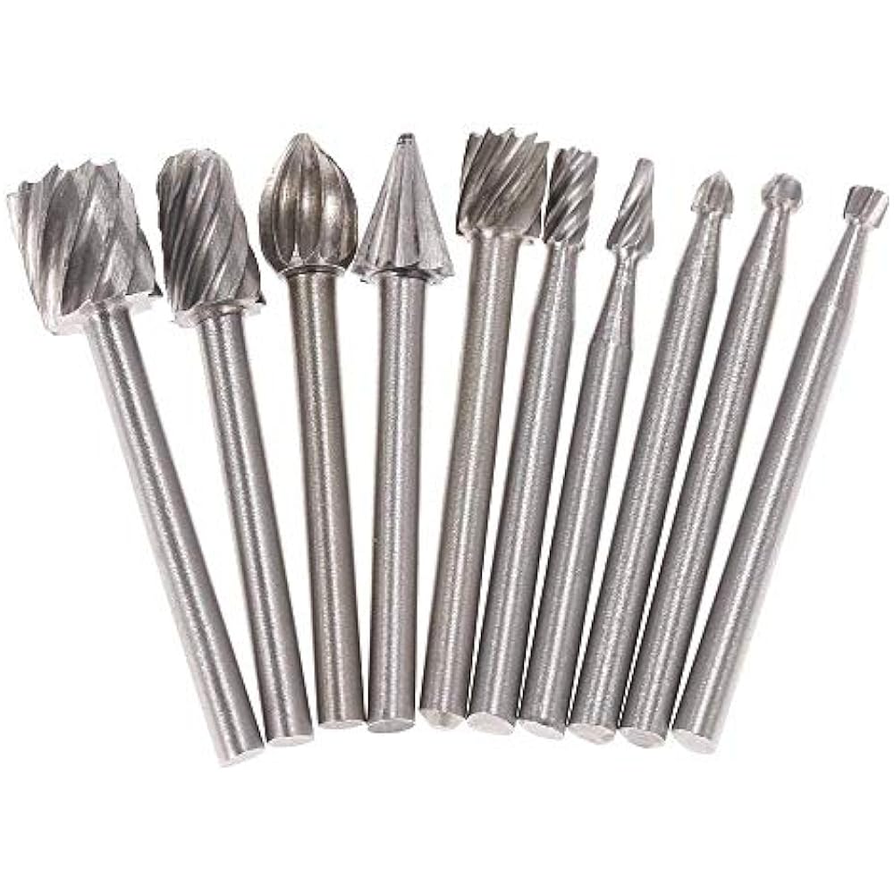 10 Steel Cutting Burr Bits Rotary Dremel Metal Wood Router Grinding