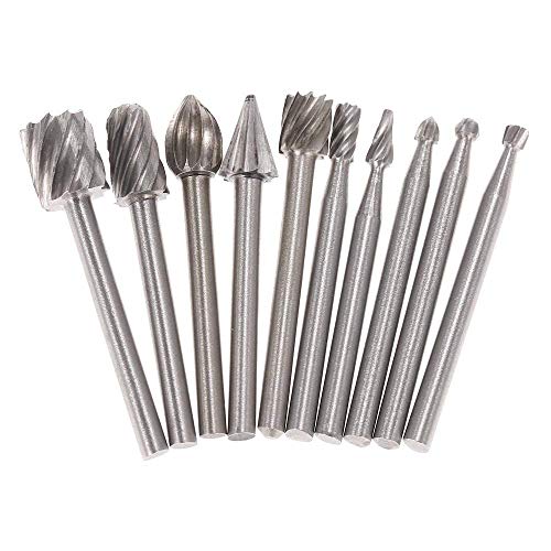 10 Steel Cutting Burr Bits Rotary Dremel Metal Wood Router Grinding