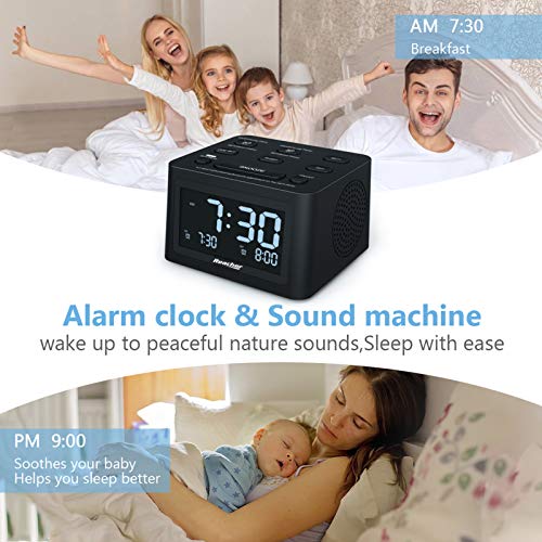 REACHER R3 Dual Alarm Clock and White Noise Machine with Adjustable