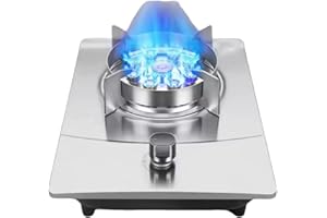 Portable Single Burner Gas Cooker,7.2kW 9-cavity High-Efficiency Wok,Stainless Steel Countertop,with Flame Failure Protection