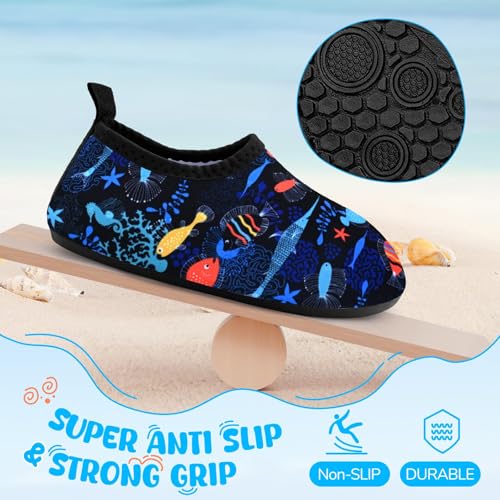 Swim Water Shoes Kids, Boys Girls Non-Slip Quick Dry Beach Shoes,Barefoot Shoes Aqua Socks for Beach Outdoor Sports
