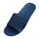 New!Todaies,2018 Men Stripe Flat Bath Slippers Summer Sandals Indoor & Outdoor Slippers 3 Colors (US:11.5, Blue)
