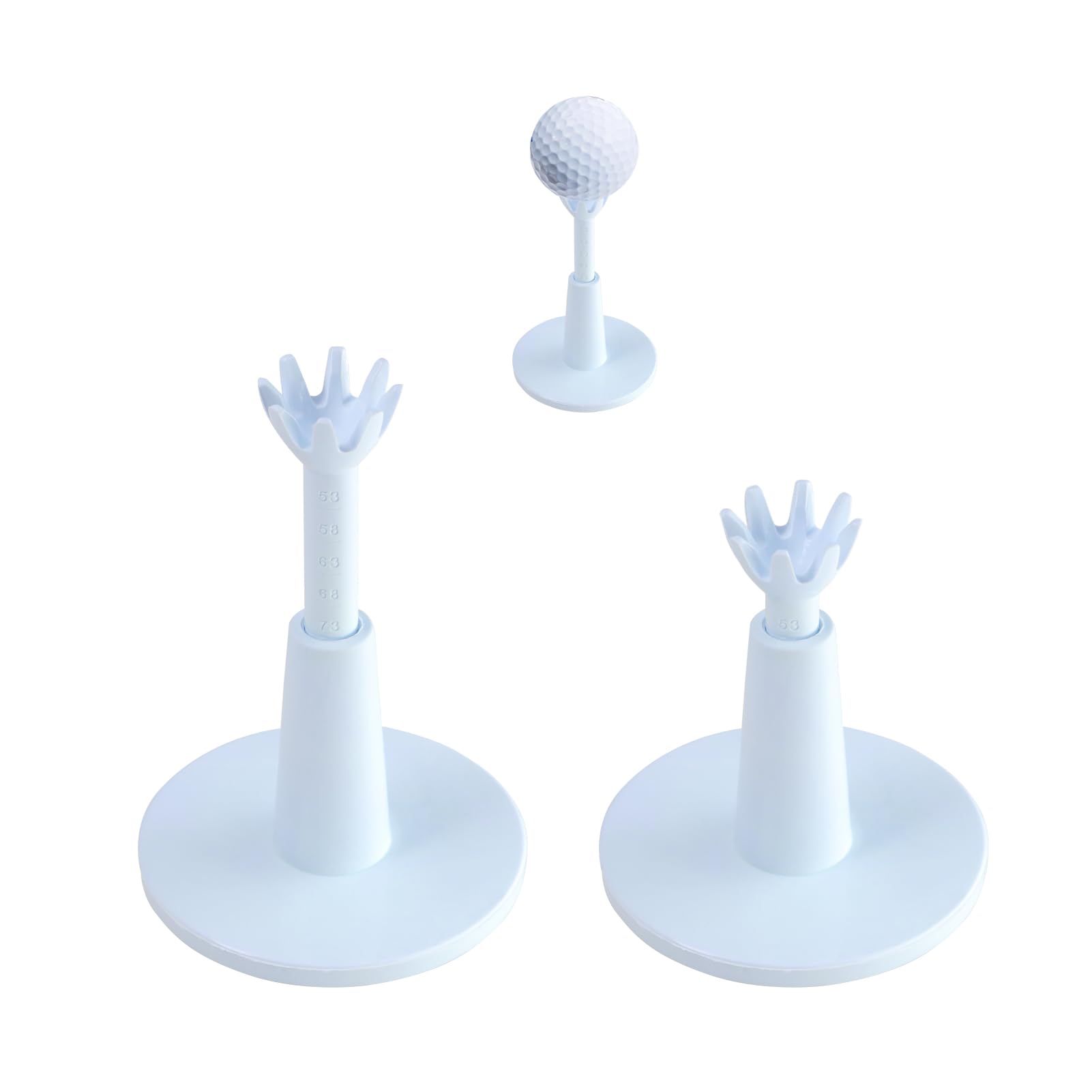 Kelepu Golf Tees Height Adjustable Reusable Golf Tees for Practice Driving Range Mat Training Sports Accessory Golf Ball Holder White 2pcs
