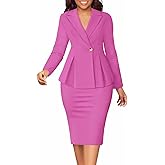 2 Piece Outfits for Women Solid Blazer Jacket Skirts Sets Two Piece Business Formal Suit Sets