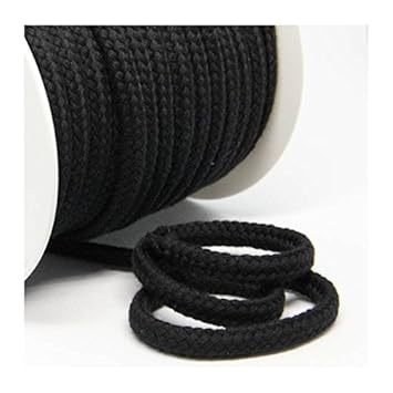 Baumwollkordel 10 mm, tiefschwarz, 1m, 100% Baumwolle