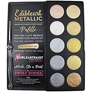 Sweet Sticks Metallic Water Activated Palette of Colors to Write on Food; Includes 1 Fine-Line Brush