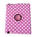HDE Rotating iPad Case Magnetic Folding Leather Cover Folio Flip Stand for Apple iPad 2 iPad 3 iPad 4 (Pink & White Polka Dot)