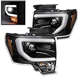 ZMAUTOPARTS Ford F150 Pickup Truck DRL Bar Strip Projector Headlights Lamp Black Pair