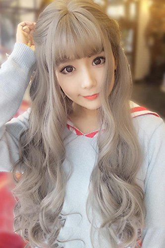 Korean Girls ウィッグ レディース ガールズ ロングヘアコーン ホットエアバング ロングヘア ふわふわウィッグ リアルなウェーブロール グレー の買取価格 相場 高価買取なら買取一括比較のウリドキ